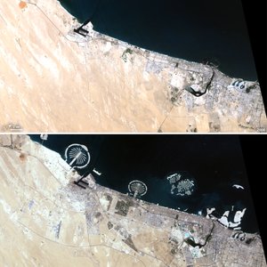 dubai land changes satellite view