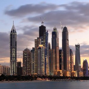 dubai marina skyline sunset