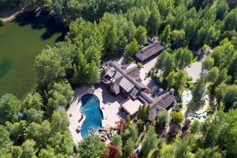 aerial view of Bruce Willis Idaho Lodge