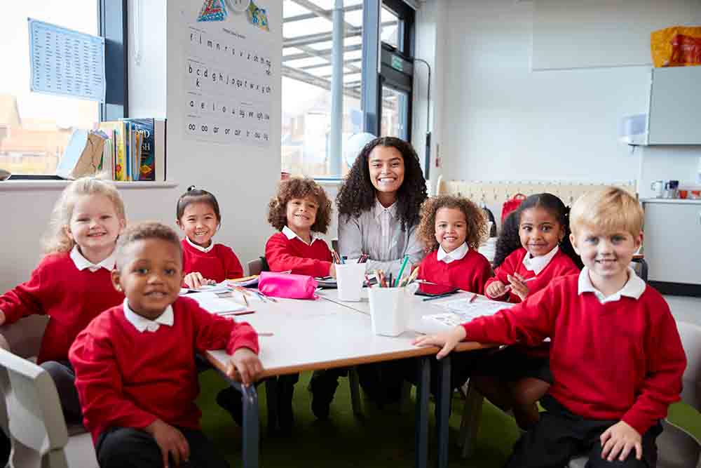 Teacher and students in a class