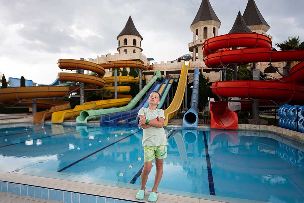 Swimming pool and play area for kids at the resort