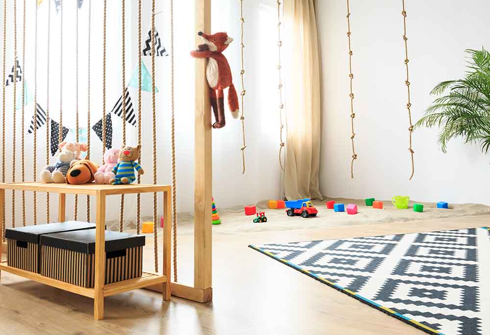 Play zones in a kids room