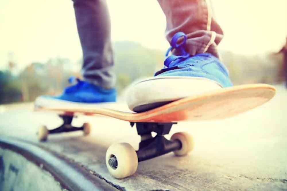 Standing on a skateboard