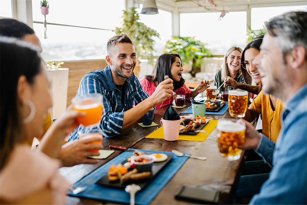 A group of friends having brunch in Dubai 