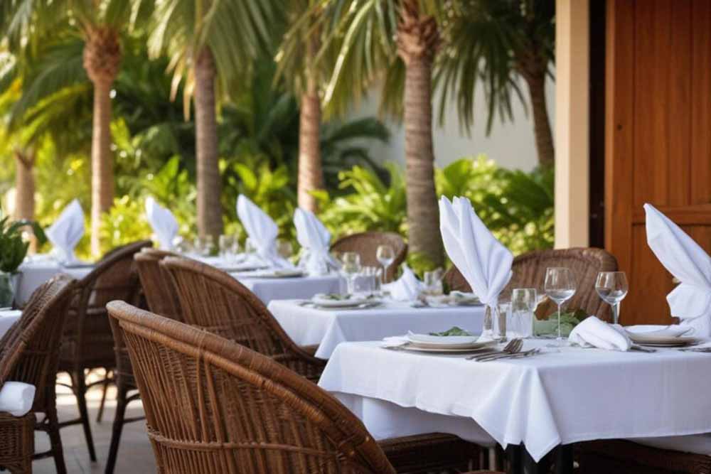 Fine Dining with Palm Trees in Background