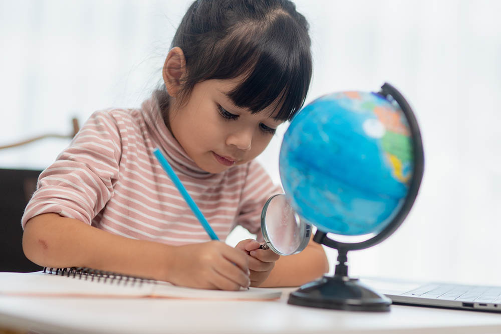 Kid studying at a school in Abu Dhabi