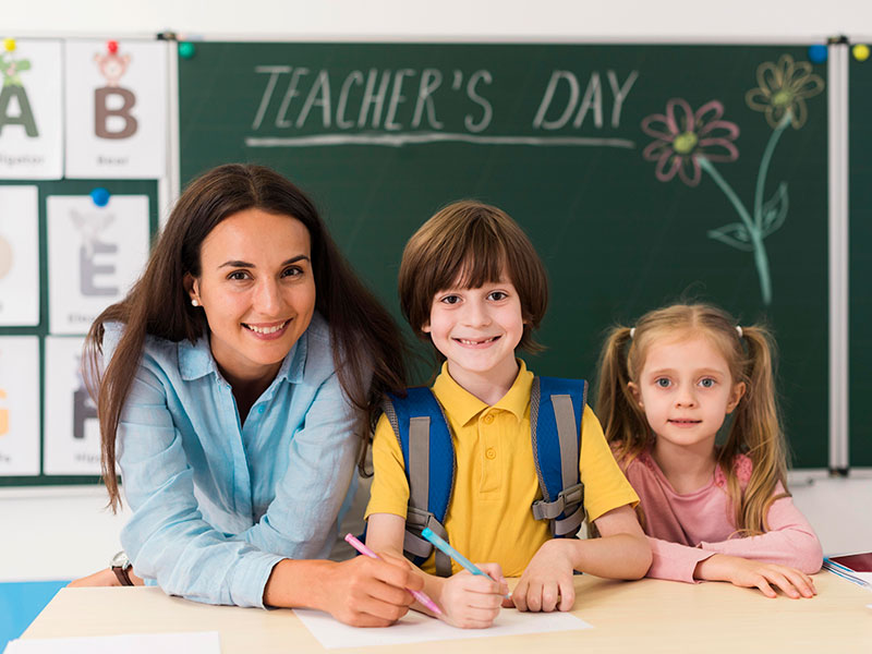 students and teacher 