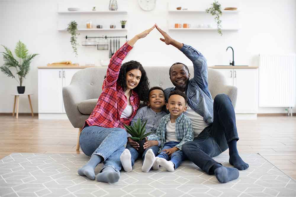 Happy family in an insured home in Dubai