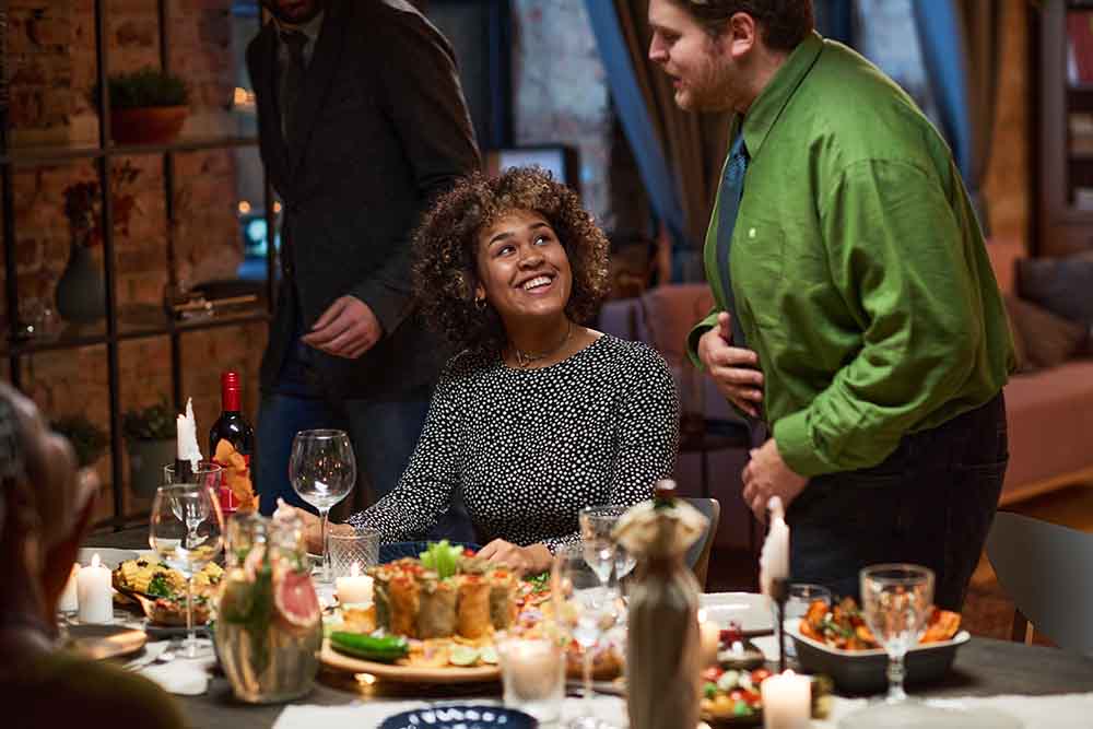 Woman dining in at a fine dining restaurant in Dubai