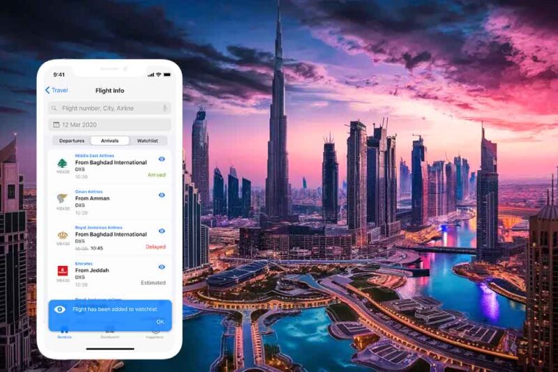 Flight info from the Dubainow application