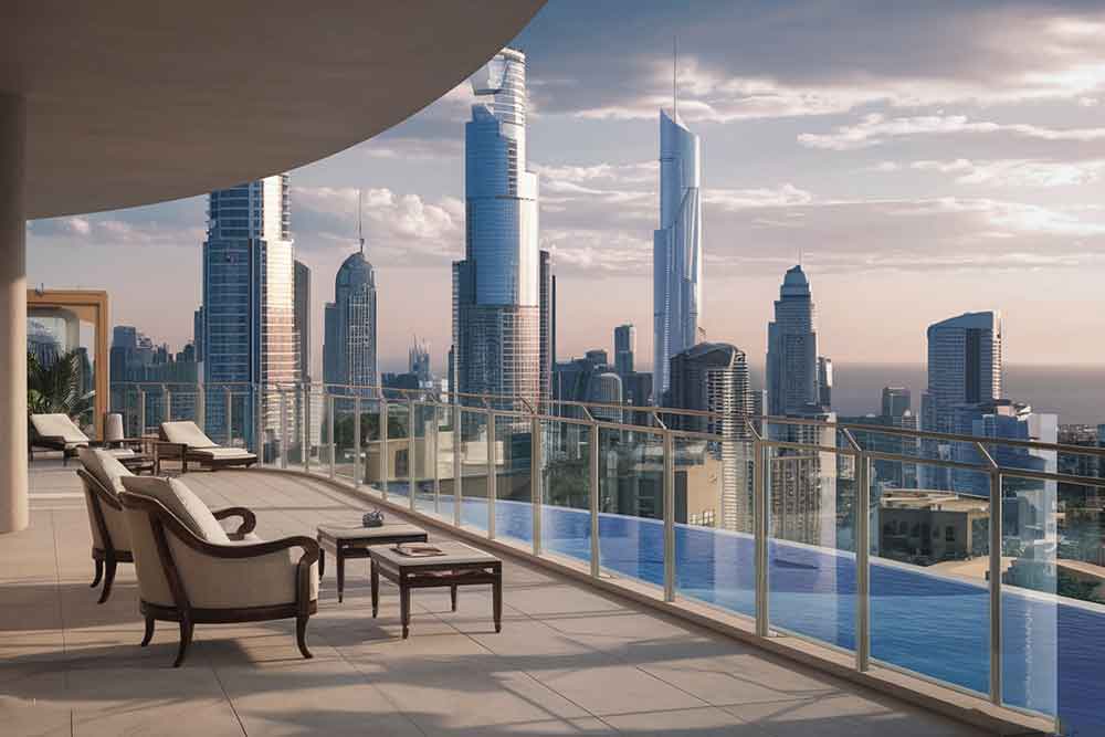 a balcony with sitting space