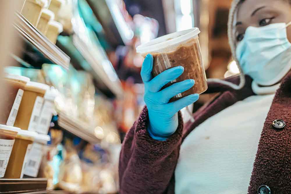 Woman checking product 