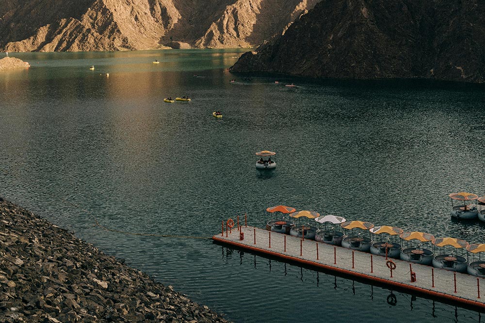 Deck to swan lake in Hatta, Dubai