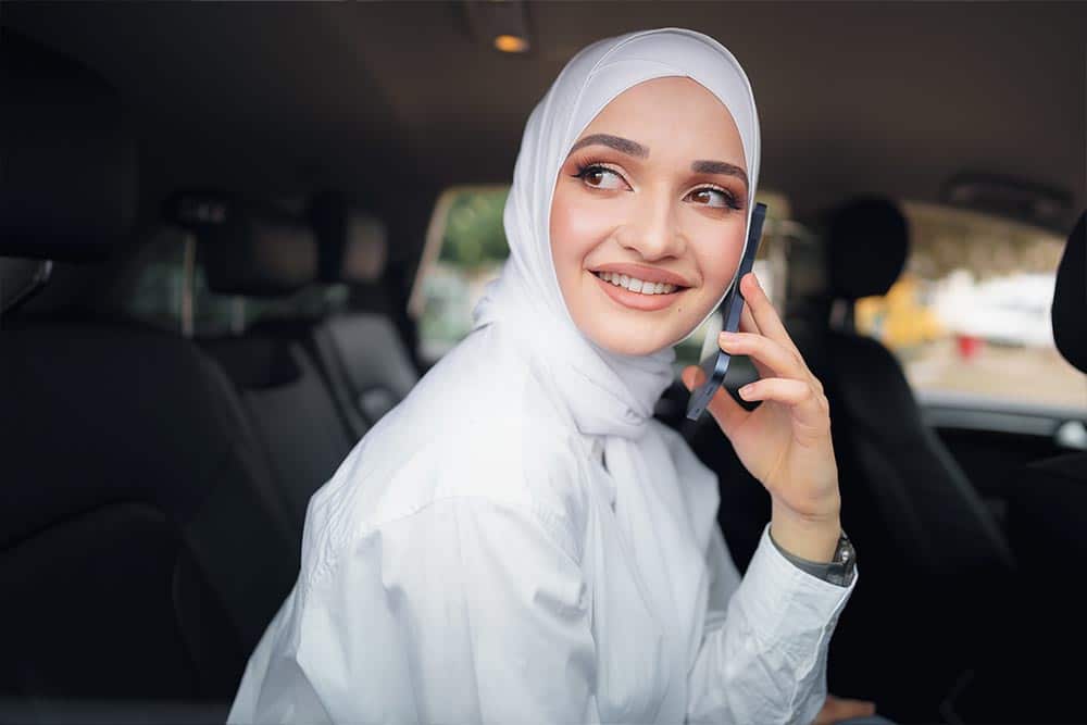 Woman in taxi