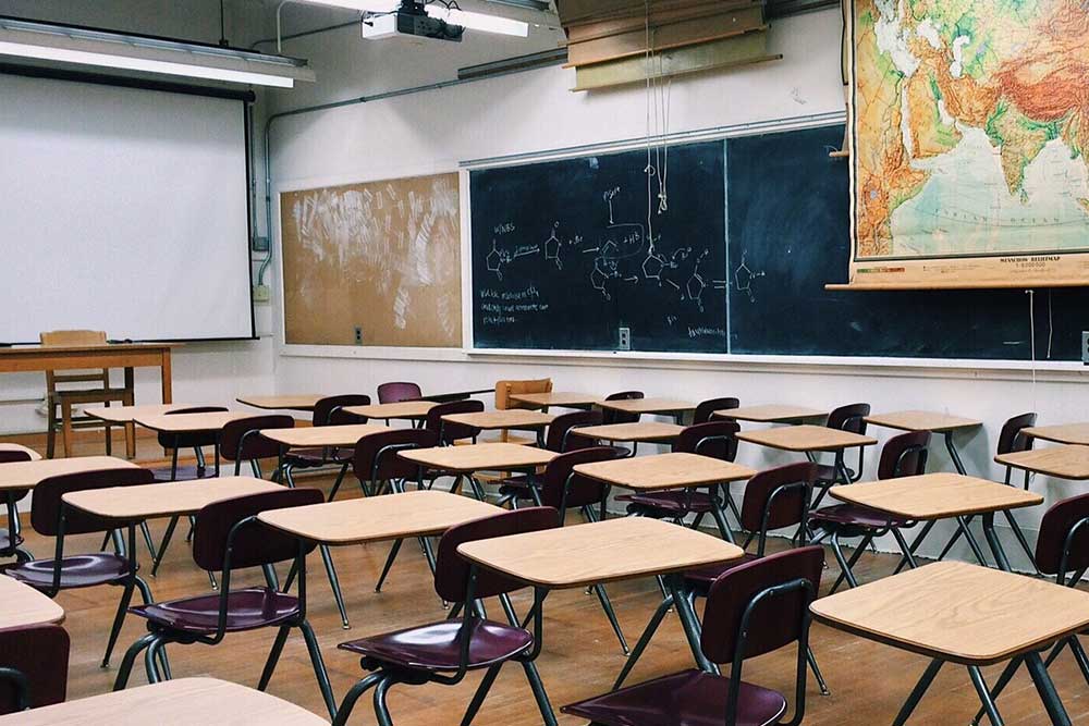 Desks in language class