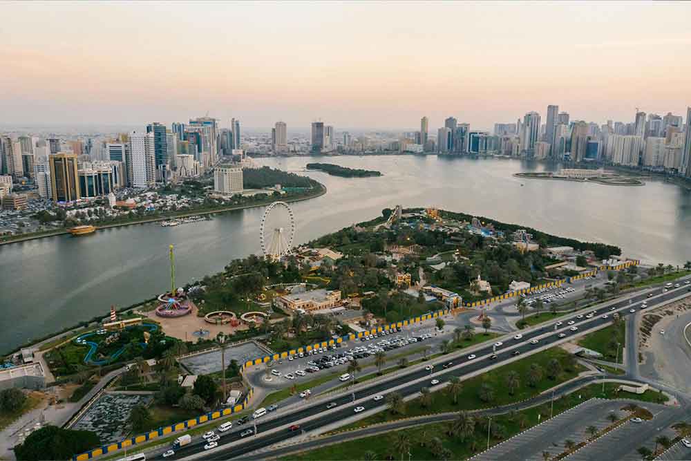 A sceneric view of Free zones mainland areas in Sharjah