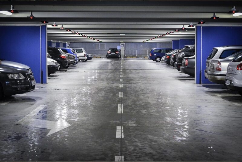 Image of a parking lot with cars 