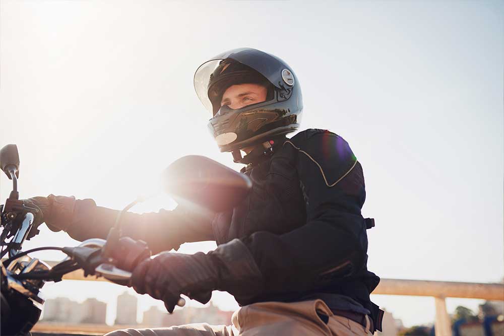 Wear helmet when riding a motorcycle