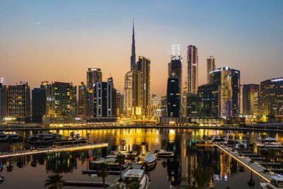 View of burj khalifa from 77 valley in dubai