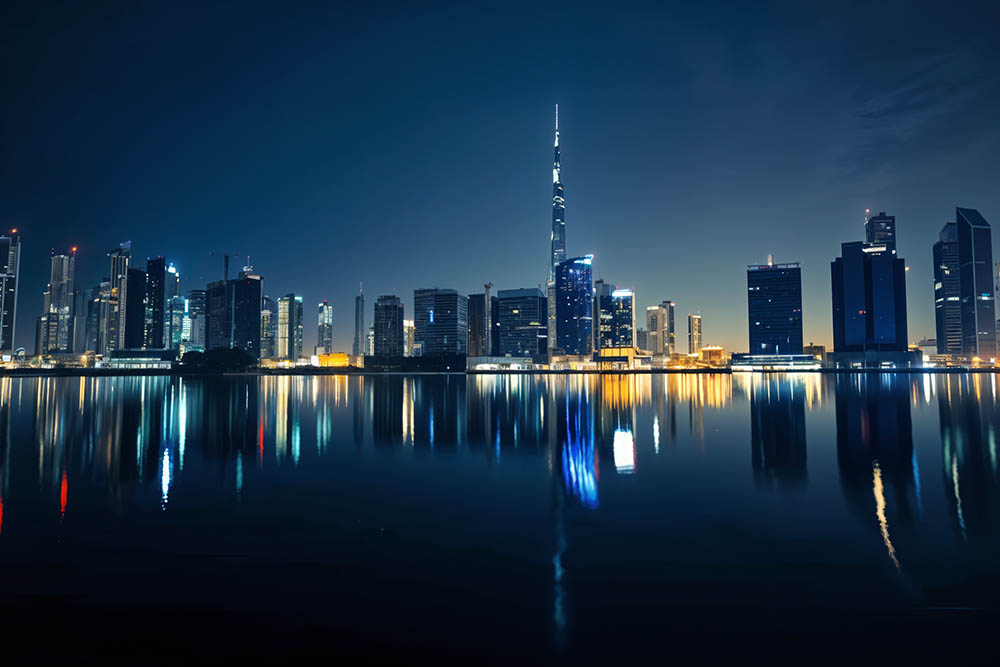 Wide-angle shot of the Dubai Internet City 