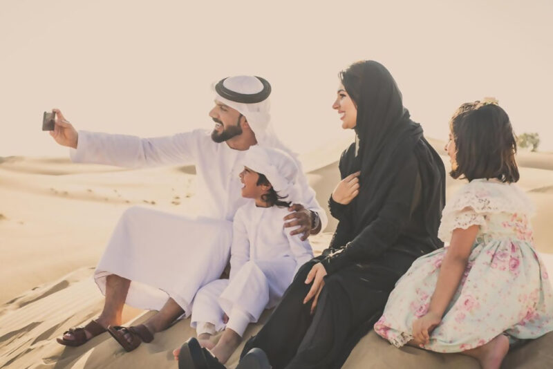 Family enjoying desert safari in Dubai 