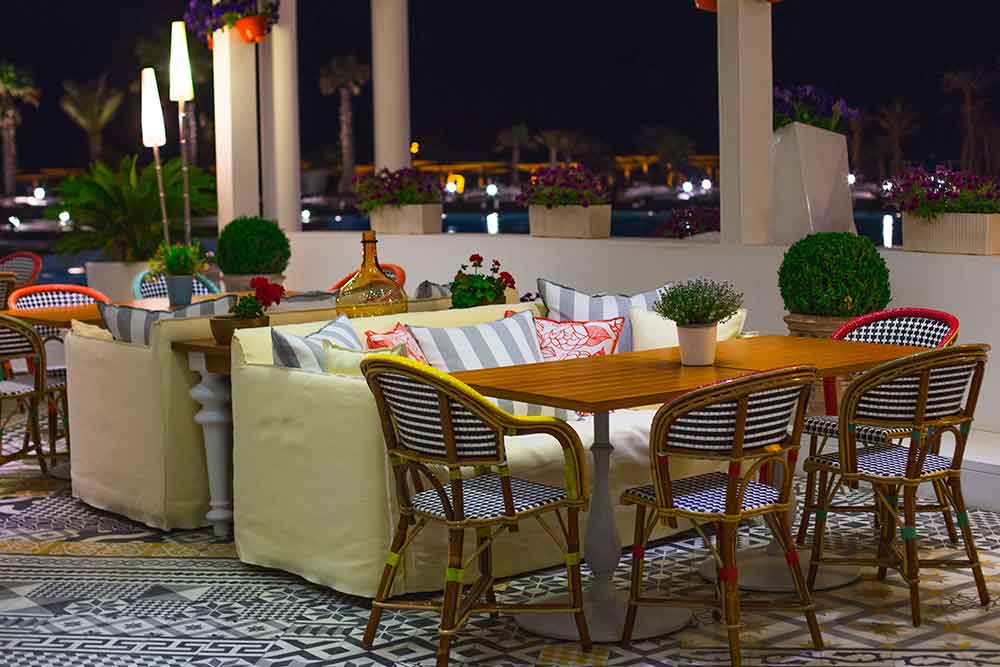 Sophisticated environment with chic furnishings and mood lighting in a restaurant in Dubai