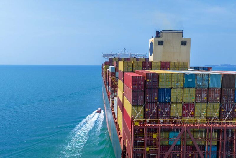 Cargo ship docked at Abu Dhabi port 