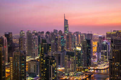 Aerial view of Dubai skyline