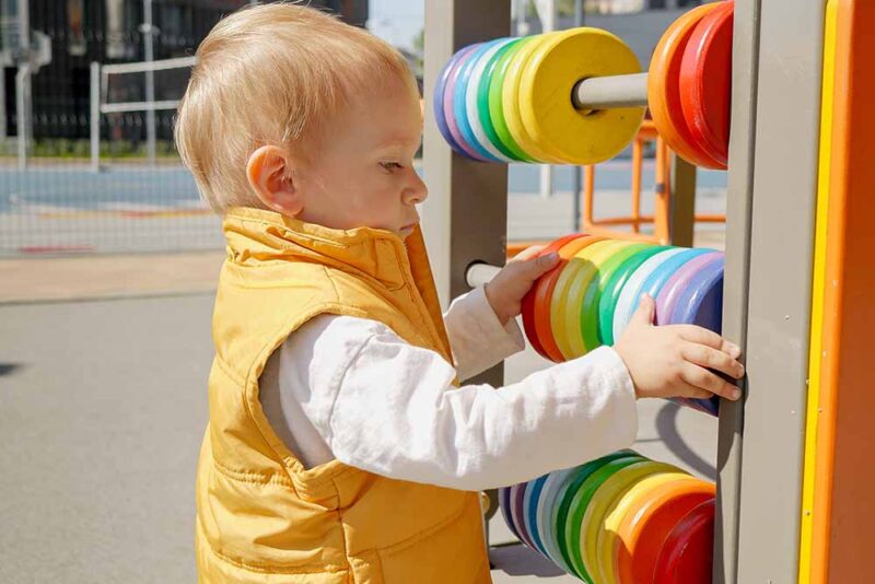 Toddler playing brain activity games 