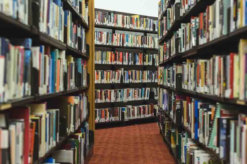 Collection of books in Dubai library 