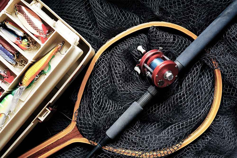 Fishing gear set up at beach in Dubai