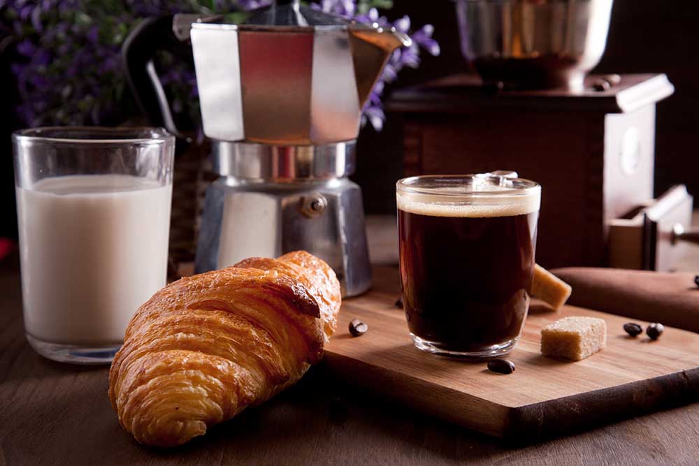 the combination of croissant and coffee is always the best 