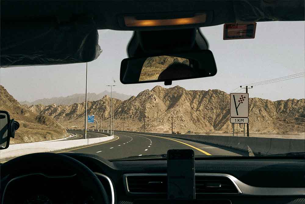 The roadway through Al Hajar Mountains 