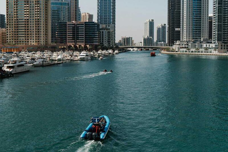 Boat sailing through the bluewaters 