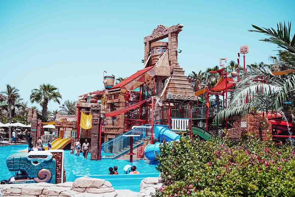 A water park with people