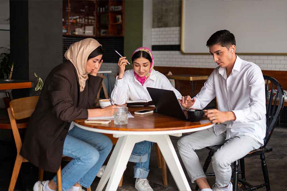 studying in a UAE university library 