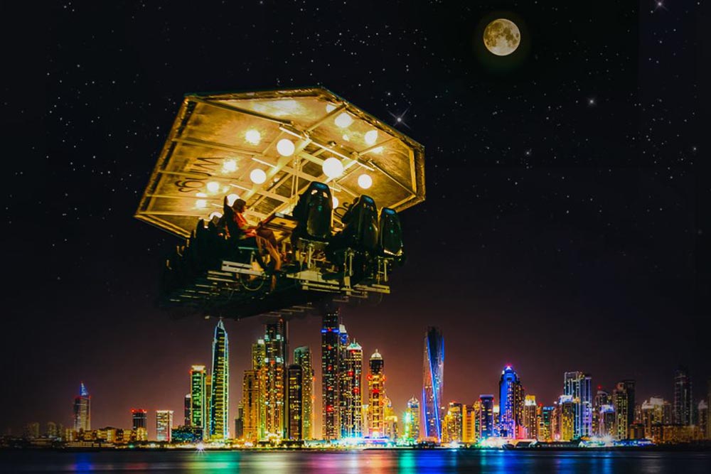 Dinner in the Sky at night