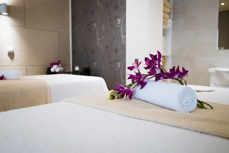 Hygienic clean beds at spa room at Sharjah