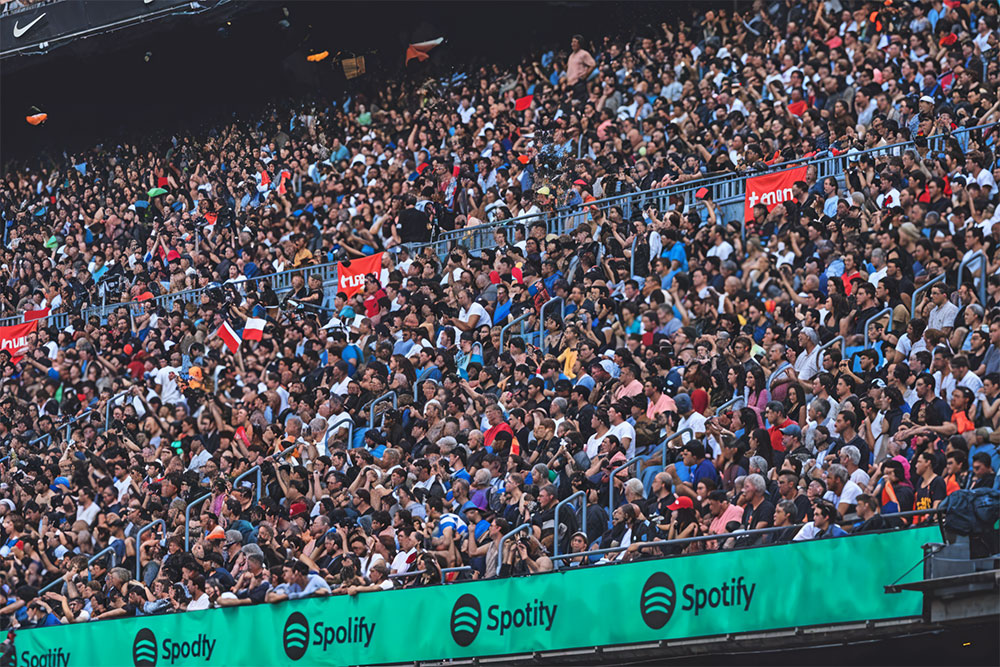 Cheering Crowd in Stadium 