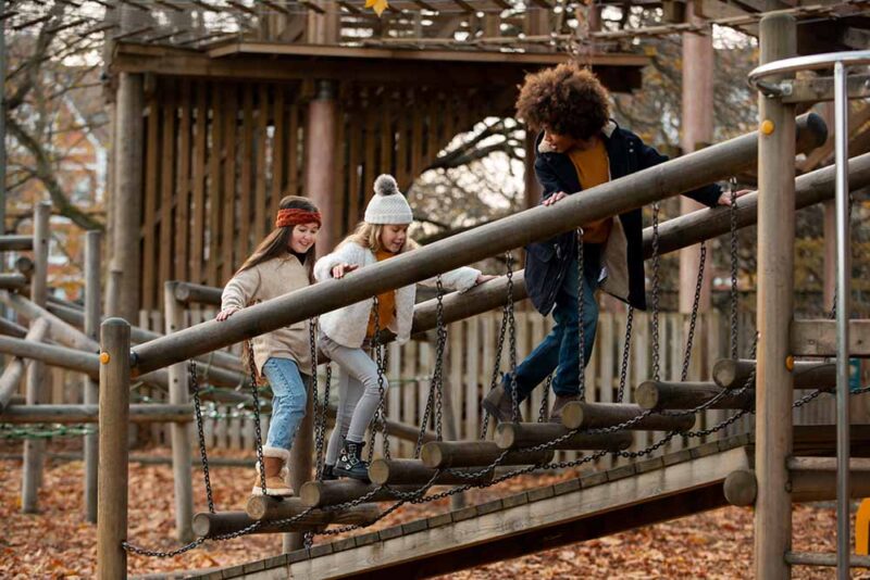 Kids doing fun at kid friendly ziplining parks in the UAE