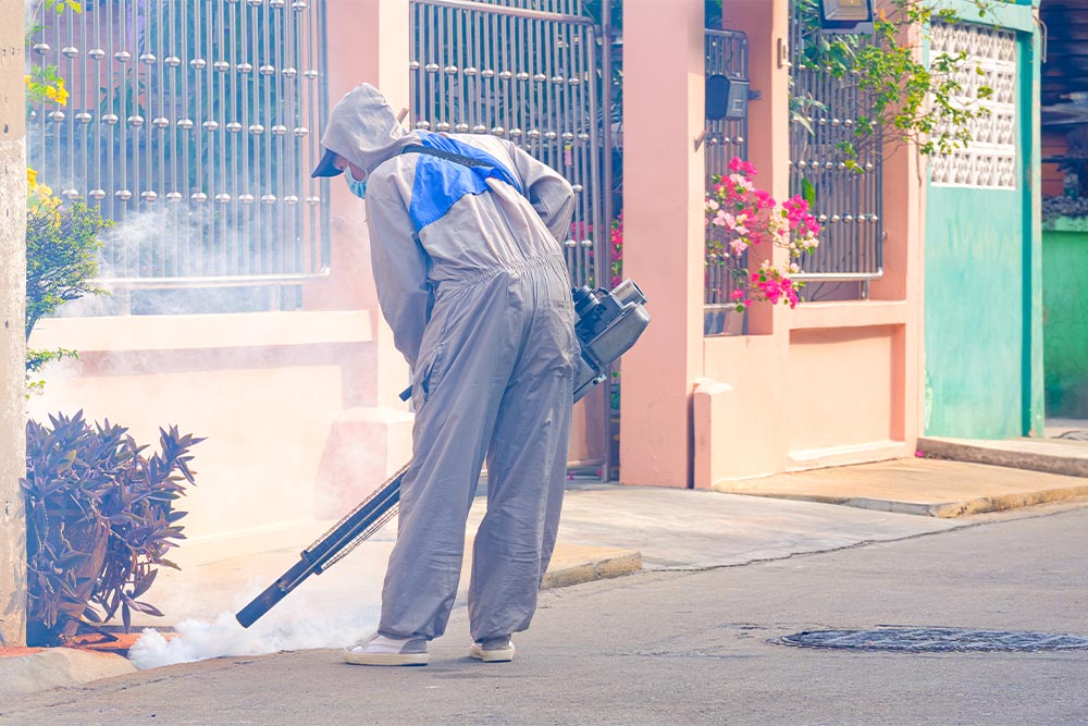 A person doing fumigation