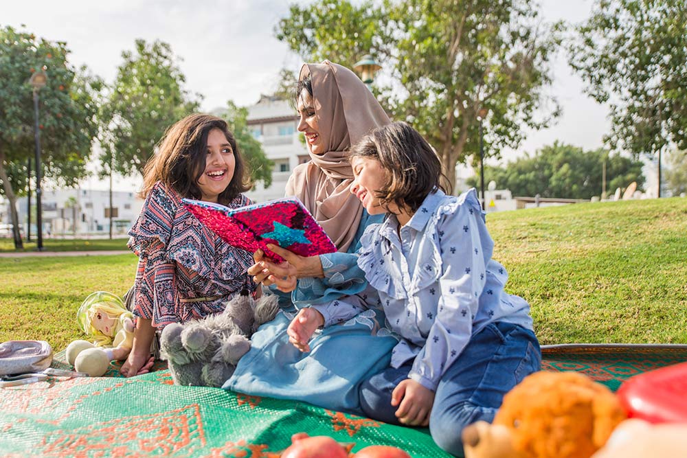 Family enjoying in a park at Khorfakkan