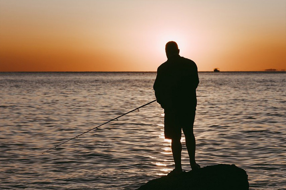 Fishing at a lake near Khorfakkan