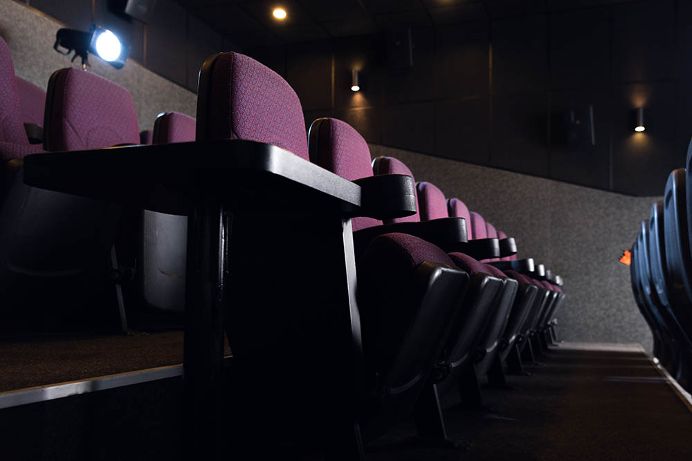 Foldable chairs installed in cinema 