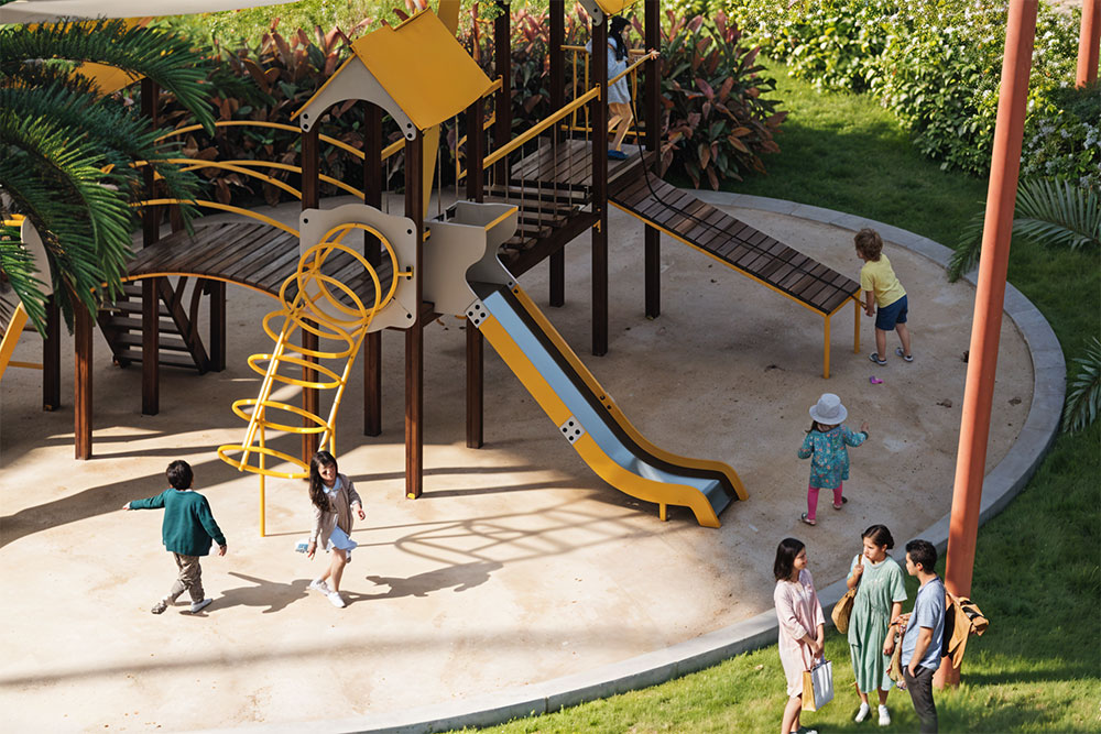 children playing in murooj al furjan play area