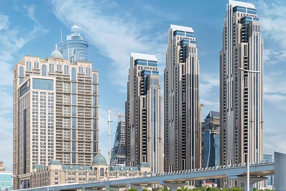 A close-up of the architectural features of Dubai’s latest skyscrapers 