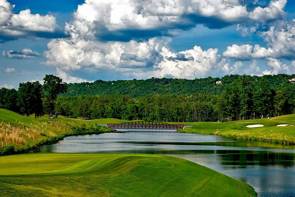 Golf course with a lake 