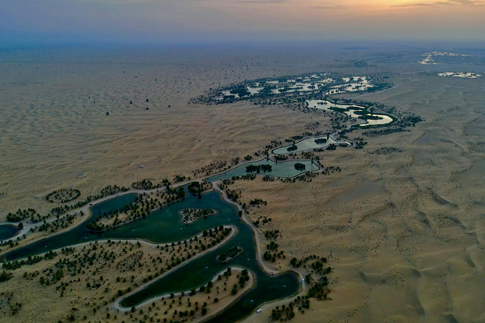 Aerial View of Al Qudra Lake in Dubai 