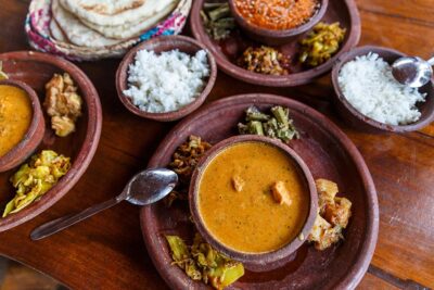 Kerala food served on a big leaf