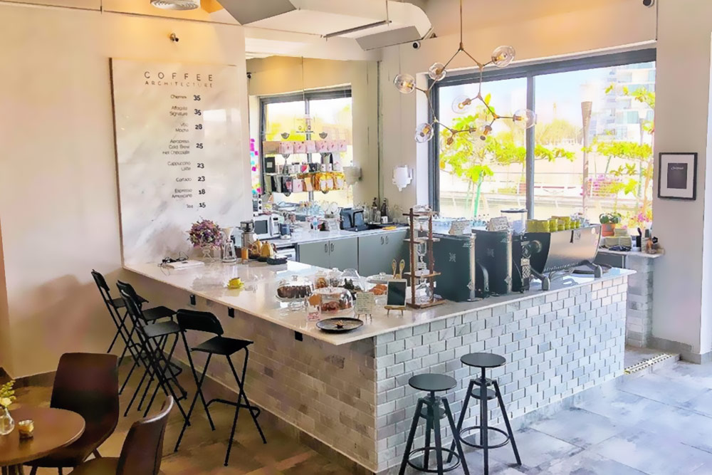 Image of a coffee counter at a cafe